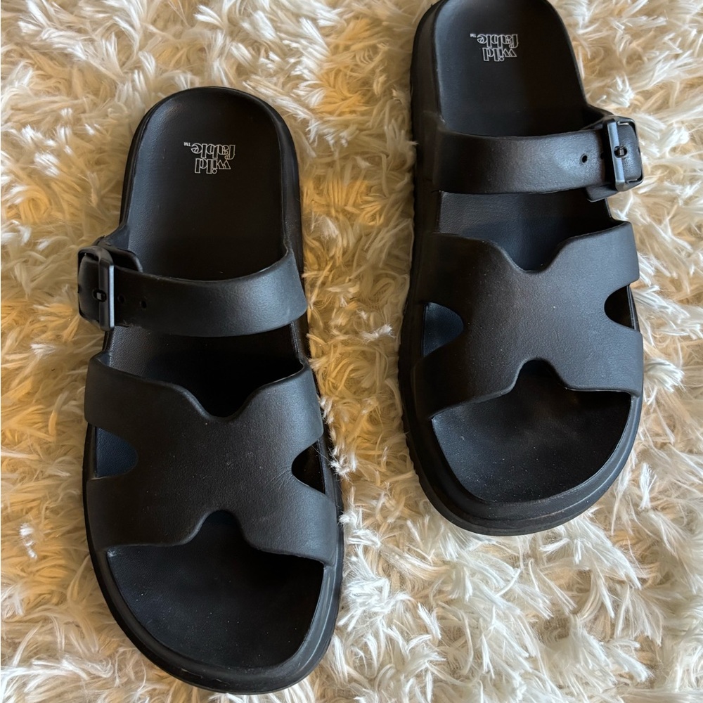 Wild Fable Maysen viral black footbed sandals size 8 - Picture 3 of 6
